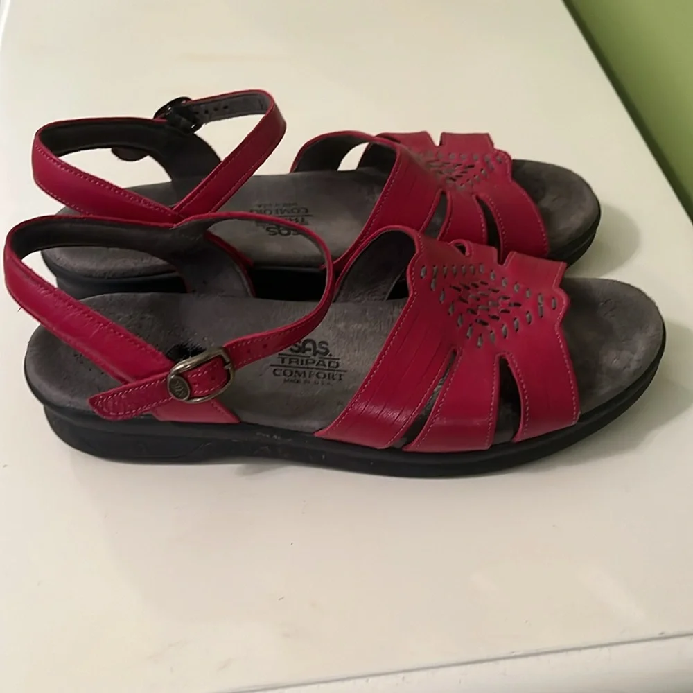 SAS Huarache Sandals Red Leather